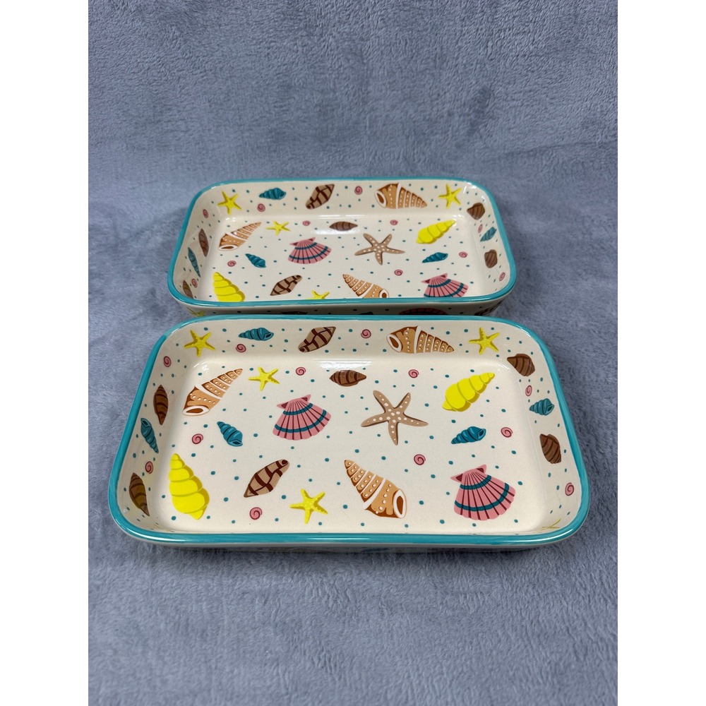 Temp-tations Summer Shells 0.75 Qt Baking Dishes Set of 2 Coastal